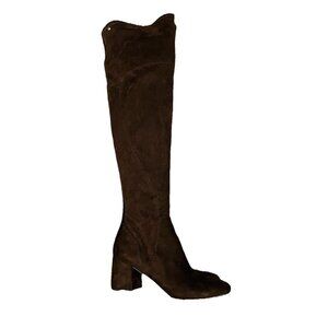 Liz Claiborne Boots Women Size 9.5 M Brown Tall Over Knee Block Heel Yorkshire
